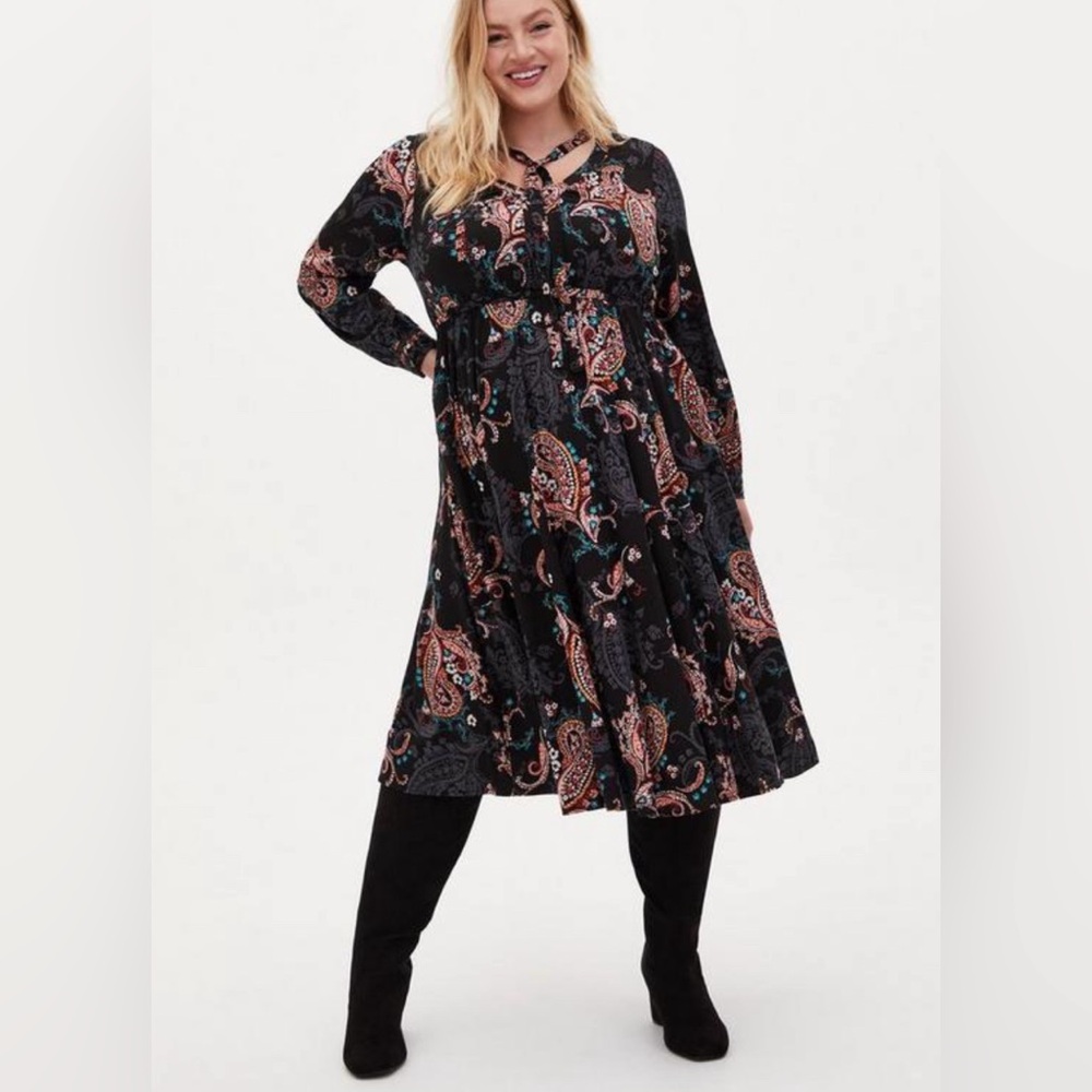 Torrid Sz. 2 (2X/18-20) Midi Challis Skater Dress - Picture 2 of 6